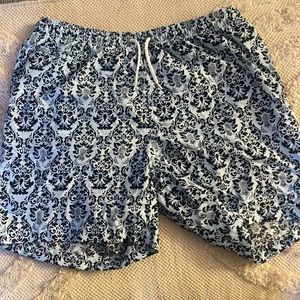 Large drawstring trunk shorts.